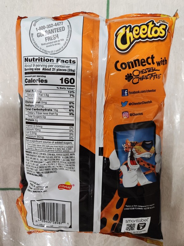 CHEETOS MADE WITH REAL CHEESE TWICE HOT XXTRA FLAMIN'HOT SNACKS 8 1/2 OZ 03/2024 gallery