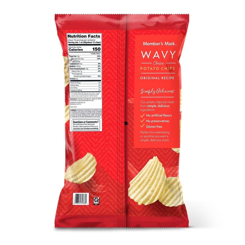 2 PACK - Member's Mark Wavy Potato Chips (16oz each) Great Price Free Shipping gallery