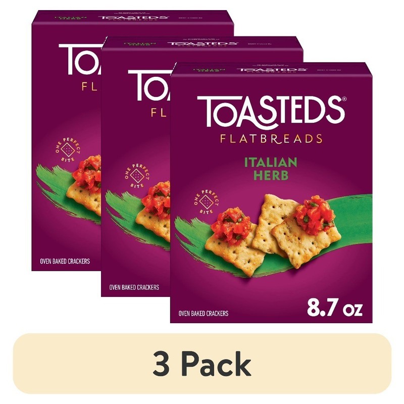 (3 pack) Flatbreads Italian Herb Crackers, Party Snacks, 8.7 oz