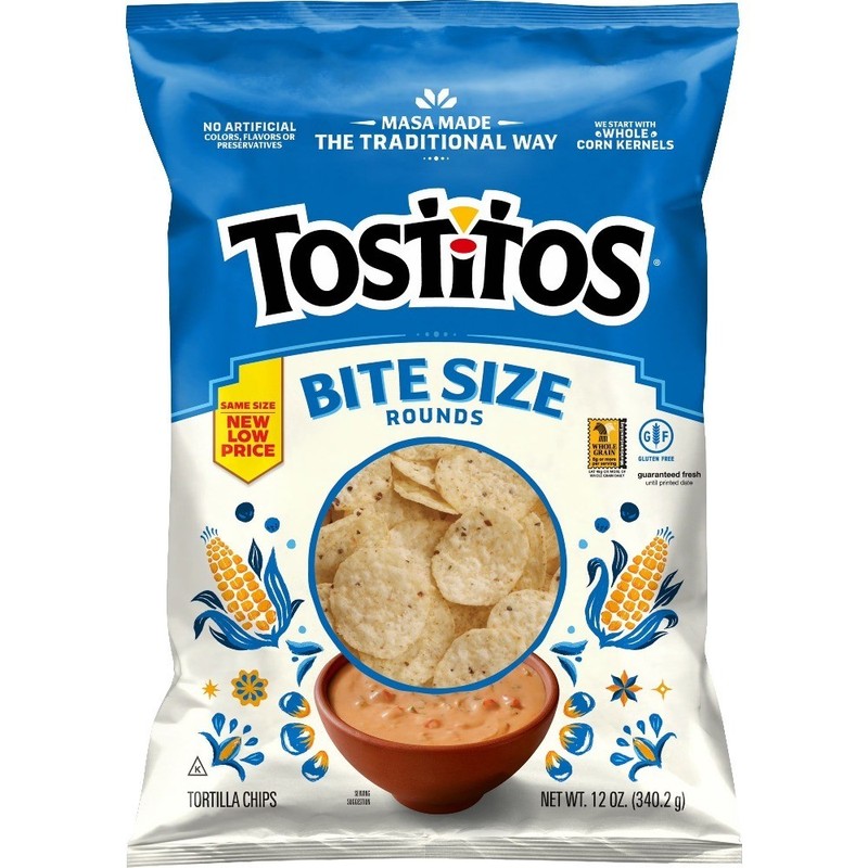 Bite Size Rounds Tortilla Chips, 12 oz Bag