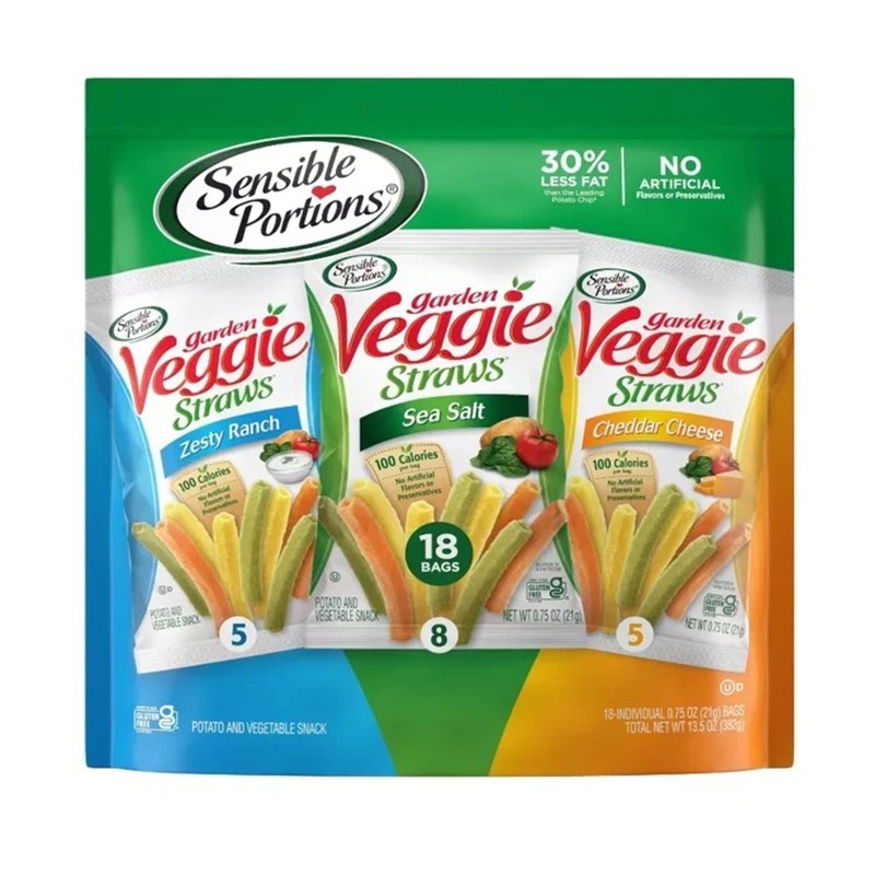 Sensible Portions Garden Veggie Straws Variety Pack 18Ct Gluten Free Snacks