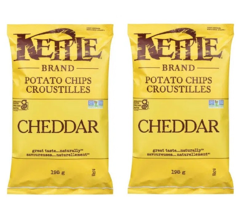 2-Pack Kettle Brand Cheddar (198g) Potato Chips Snack Crispy Tasty Cheese Flavor