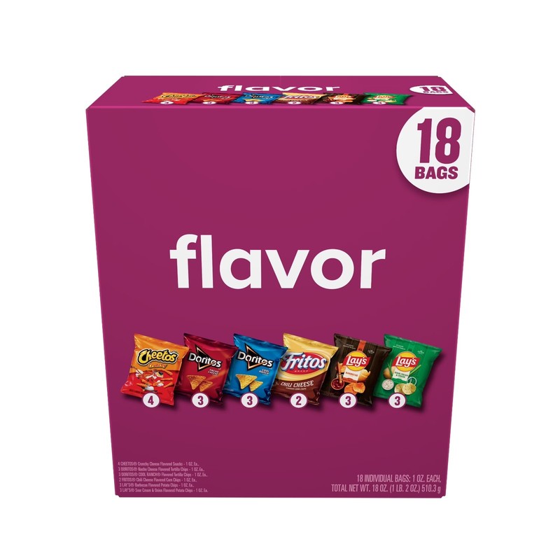 Frito-Lay Flavor Mix Snack Chips Variety, 18 Pack.