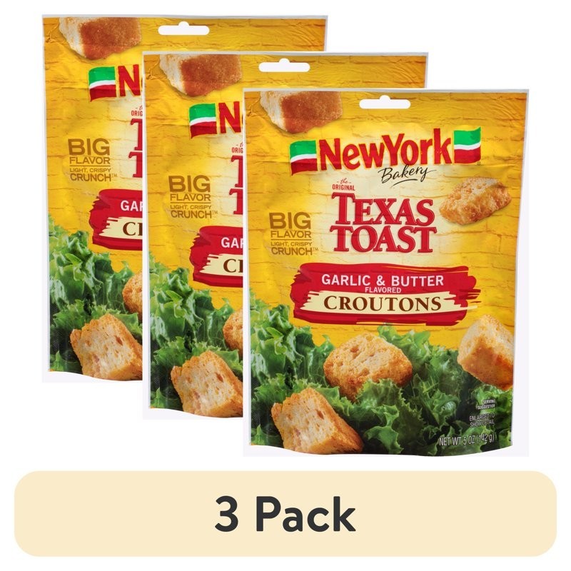 3 Pack New York Bakery Texas Toast Garlic Butter Croutons 5oz Bag