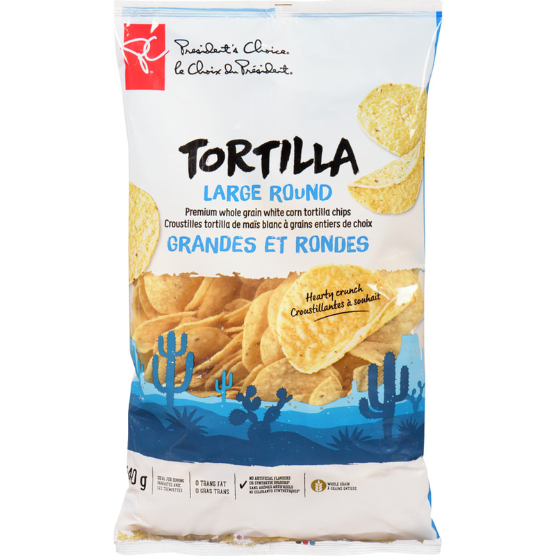 2-Pack President’s Choice Large & Round White Corn Tortilla Chips