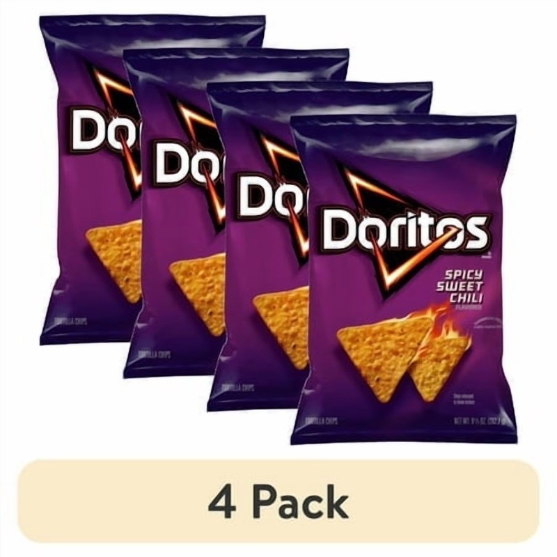 (4 pack) Tortilla Chips Spicy Sweet Chili Flavored Snack Chips, 9.25 Ounce Bag