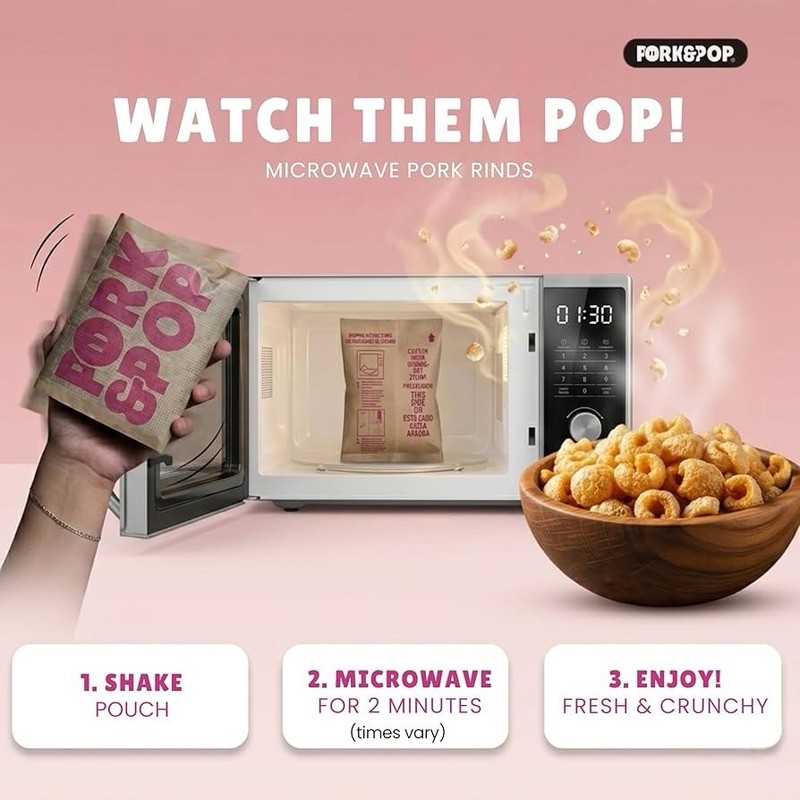 PORK & POP MICROWAVE PORK RINDS CHICARRONES KETO FRIENDLY PORK SNACK box W/10 gallery