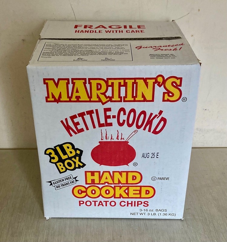 Martins Martin's Kettle-Cook'd Potato Chips 3-Bag Plain Hand Cooked Box