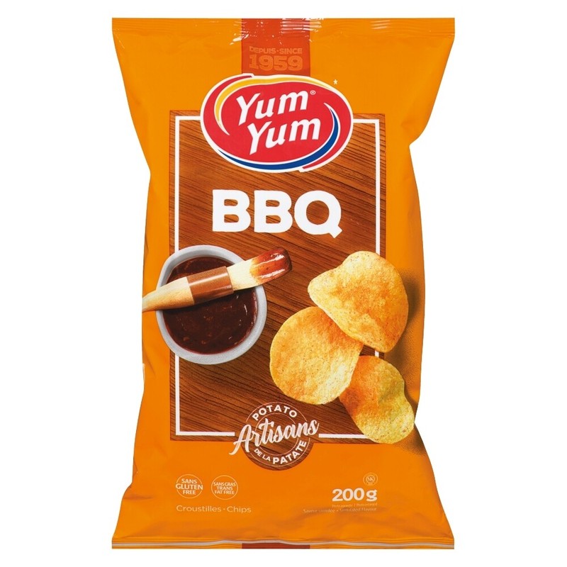 3 Bags Yum Yum BBQ Potato Chips Size 200g From Canada FRESH & DELICIOUS!