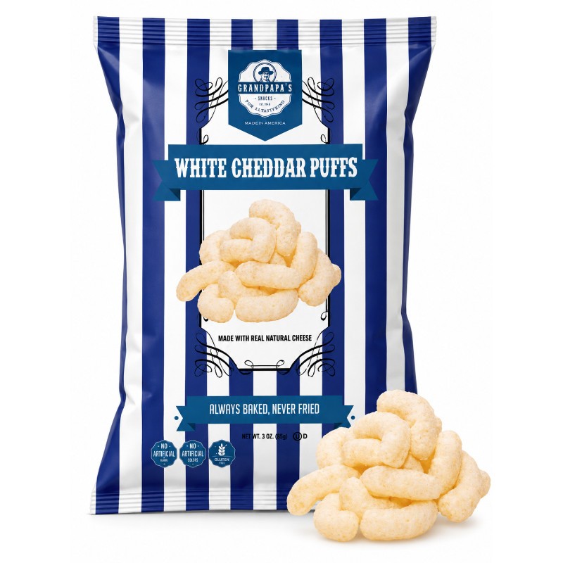 4x Grandpapa’s White Cheddar Puffs Corn Snack Chips Bulk Pack Bundle New 3oz