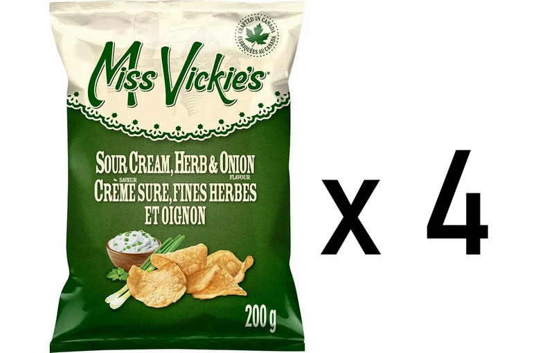 Miss Vickie’s Sour Cream Herb Onion Chips 4 Pack 200g