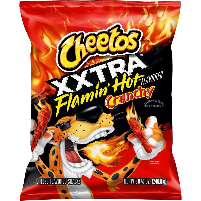 Cheetos Crunchy XXTRA FLAMIN’ HOT Cheese Flavor Snacks Chips 8.5 Oz (1 Bag)
