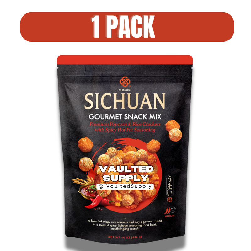 Sichuan Gourmet Snack Mix 16 oz | Spicy Popcorn & Rice Crackers – 1 Pack