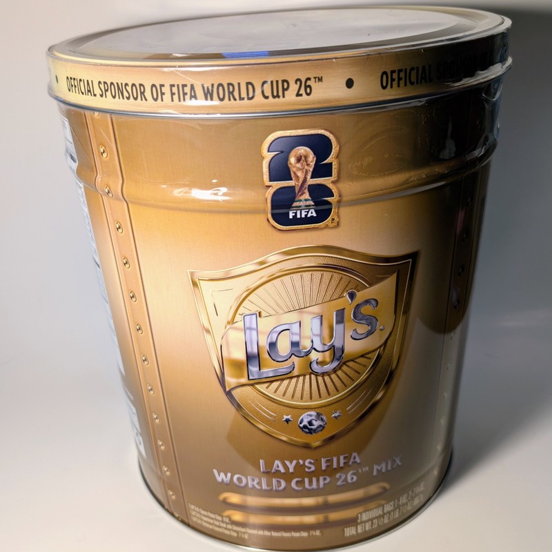 Lays FIFA World Cup 2026 Mix Large Collectible Tin Lionel Messi Sealed 3 Bags