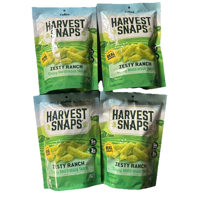 4~Calbee Harvest Snaps Zesty Ranch Crispy Baked Veggie Snacks
