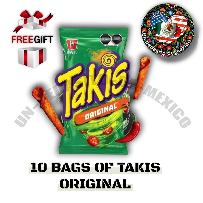 MEXICAN SABRITAS BARCEL TAKIS ORIGINAL 10 BAGS (With Free Small Gift)