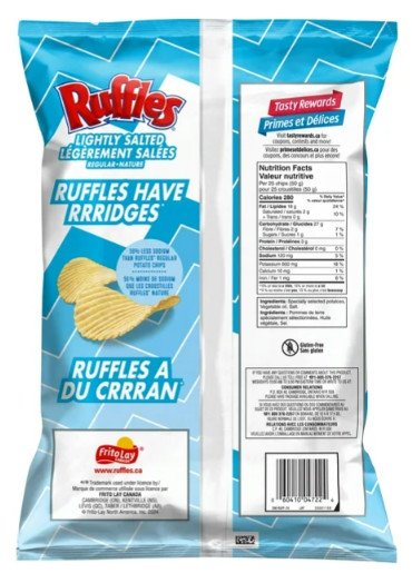 Ruffles Regular Lightly Salted Potato Chips, 200g (4 Pack) gallery