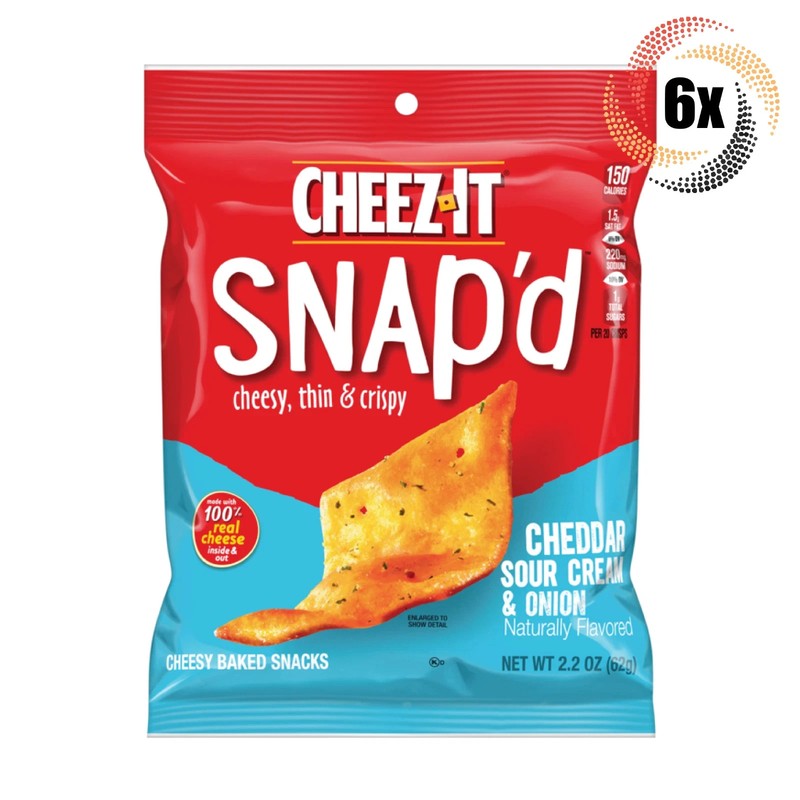 Cheez-It Snap’d Cheddar Sour Cream & Onion Cracker Chips Baked 2.2oz, 6 Bags