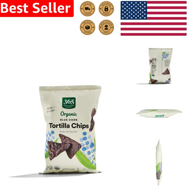 Organic Blue Corn Tortilla Chips 12oz Bag – Gluten Free Mexican Snack