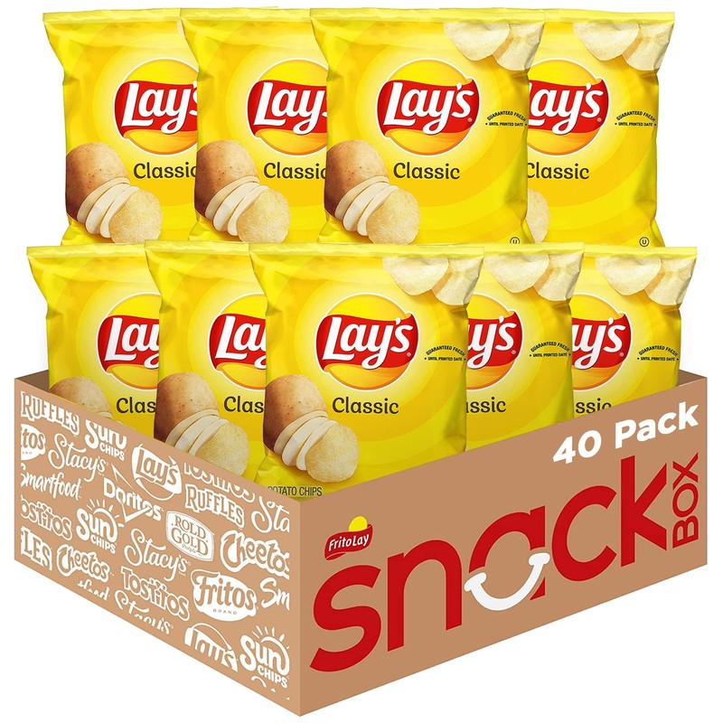Potato Chips Classic 1oz Pack of 40 – Bulk Snack Box for Parties & Events