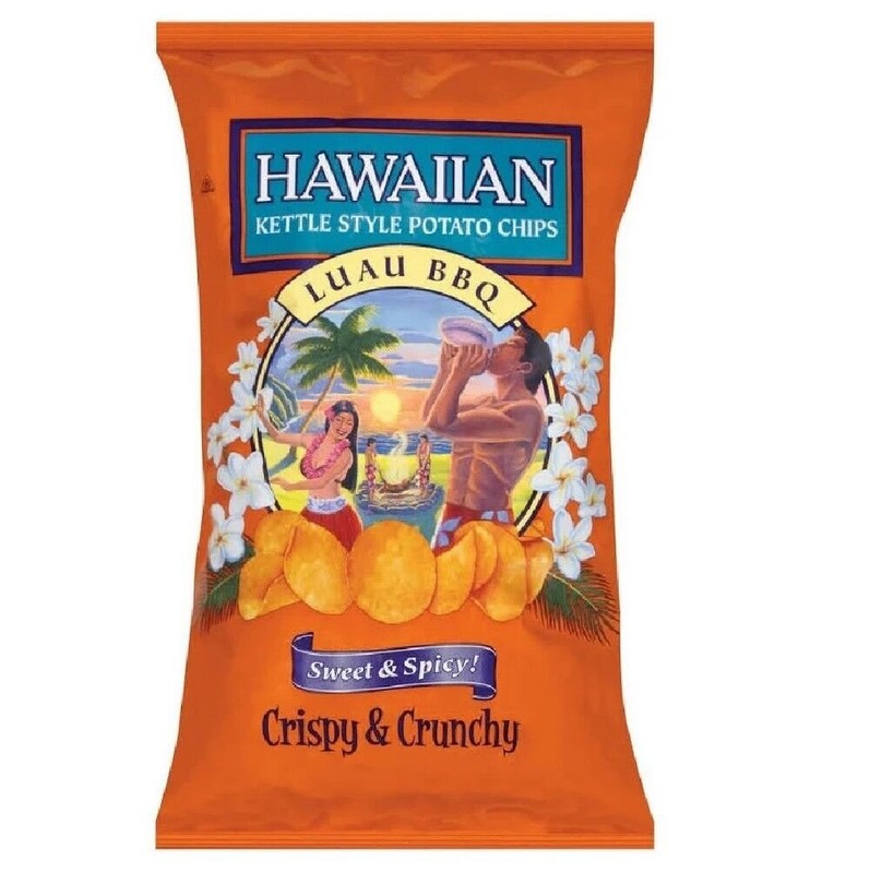 Hawaiian, Kettle Style Potato Chips Luau BBQ Sweet & Spicy 7.5 oz (1 Bags)