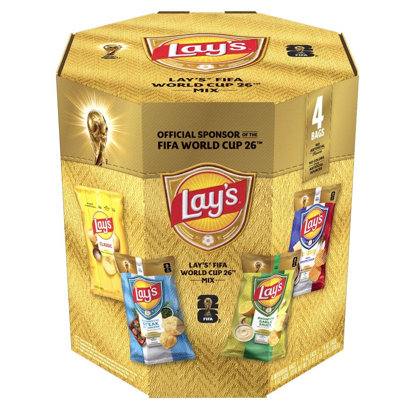 Lay’s Chips Variety Pack, Fifa World Cup 2026, 4-Bags, 31 oz Total