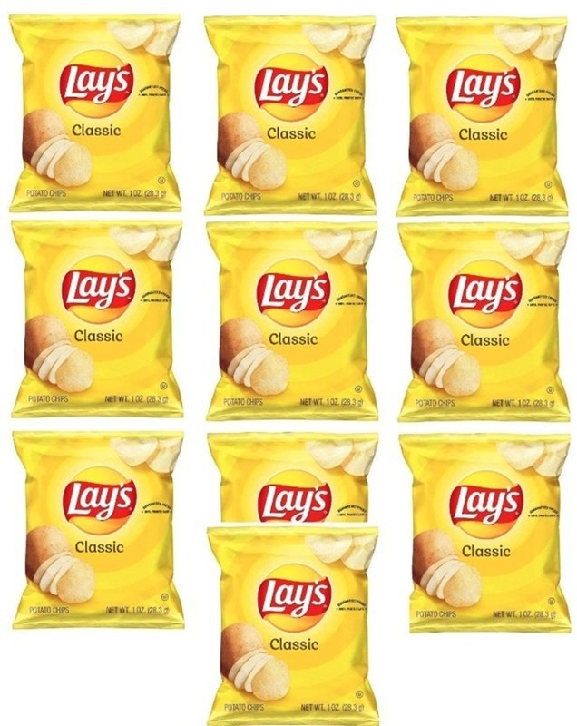 Lay’s Classic Potato Chips, 1 oz. Bags ( Pack of 10 ) Factory-Seal Packaging