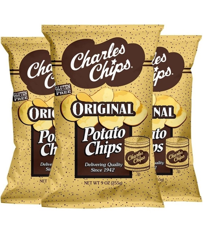3 Packs Of Charles Potato Chips Original Flavor 8 oz Bag