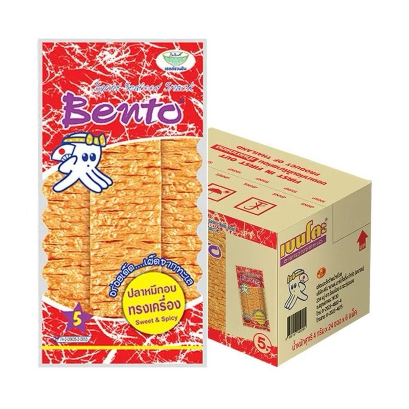 Bento Squid Snack Sweet & Spicy Flavor (144Bags) Thai Seafood Snack Chewy Crispy gallery