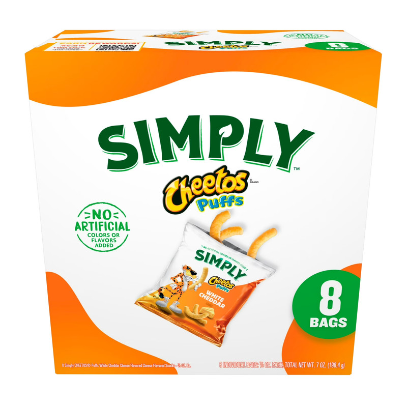 Cheetos Simply Puffs Cheese White Cheddar Flavored Snack 8 Count free shipping..