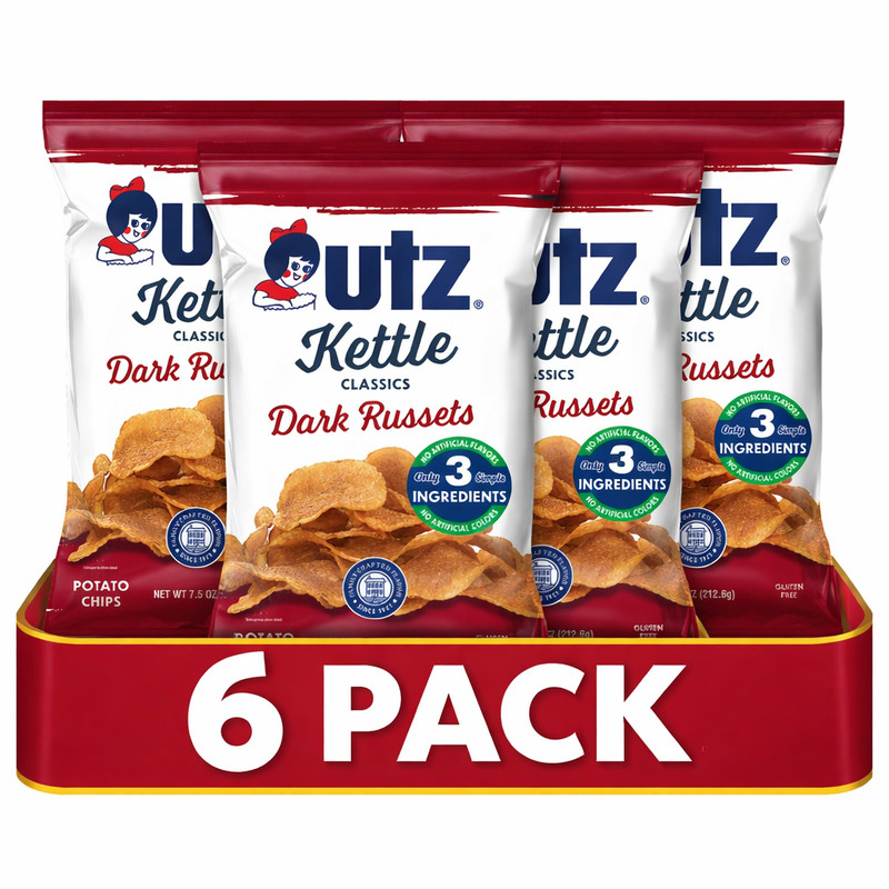 Utz Kettle Classics Dark Russets Potato Chips 7.5 oz 6 Pack