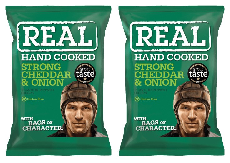 2 REAL Hand Cooked STRONG CHEDDAR & ONION Flavor Potato Chips 150g 5.3oz