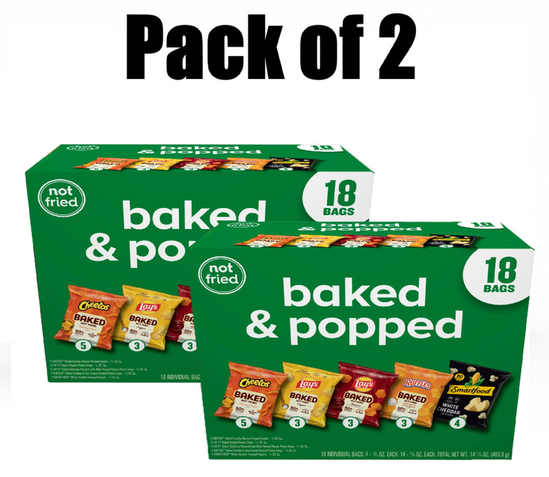 Frito-Lay Baked and Popped Mix Variety Pack Snack Chips, 36 Count Multipack