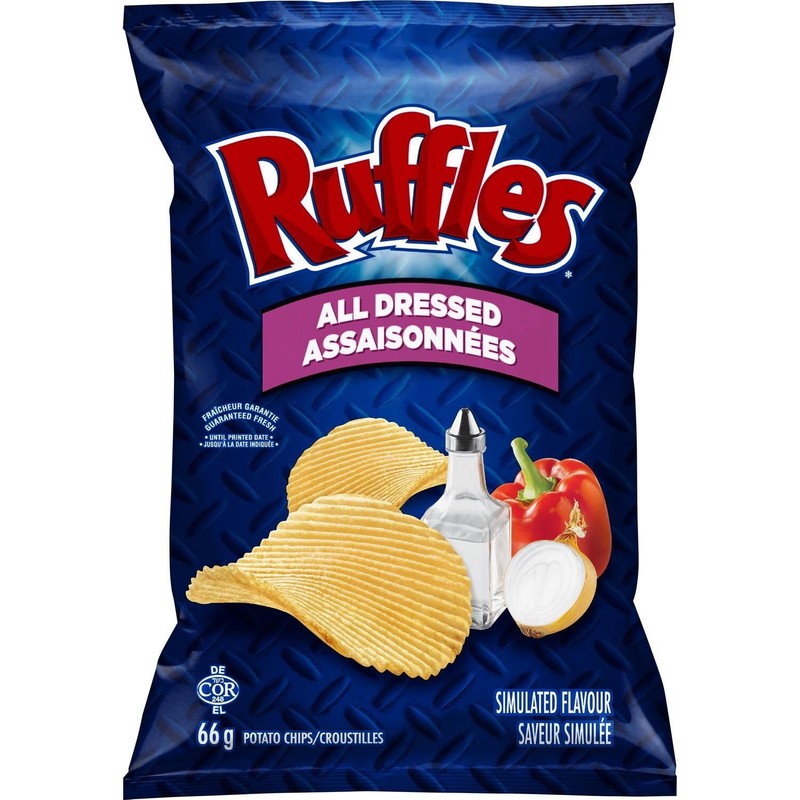 24 Snack Size Bags of Ruffles All Dressed Potato Chips 40g Each