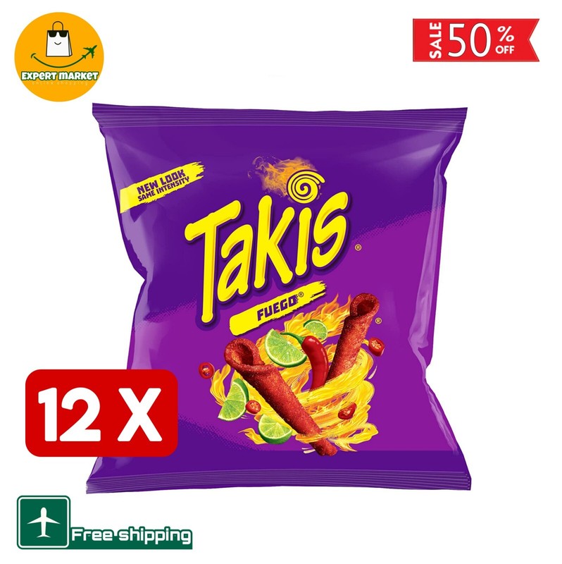 12 pack New Mexican Takis Fuego Chips tortilla flavor Chili pepper lemon Extreme