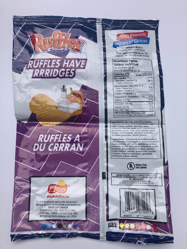 EMPTY BAG that contained Ruffles All Dressed 145g Size Bag Canadian ASSAISONNÉES gallery
