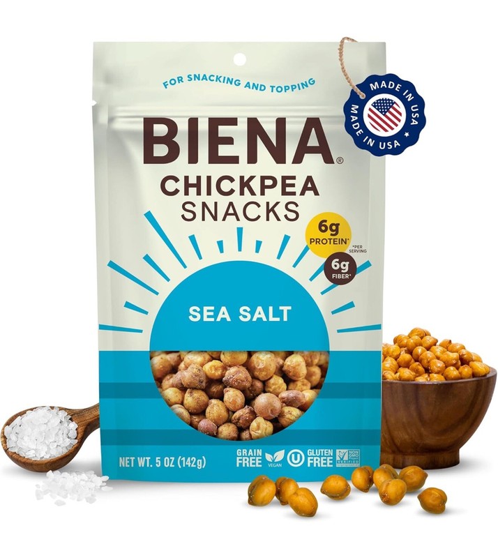 BIENA Chickpea Snacks – Crunchy Roasted Chickpeas -sea Salt