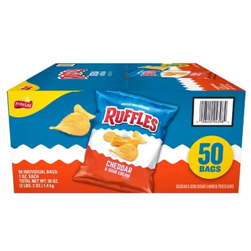 Ruffles Cheddar & Sour Cream Potato Chips 1 oz. – 50 Pack – Snack Size Variety! gallery