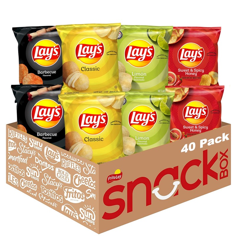 Potato Chips, Classic Chips Variety Pack, 1 Ounce (Pack of 40)