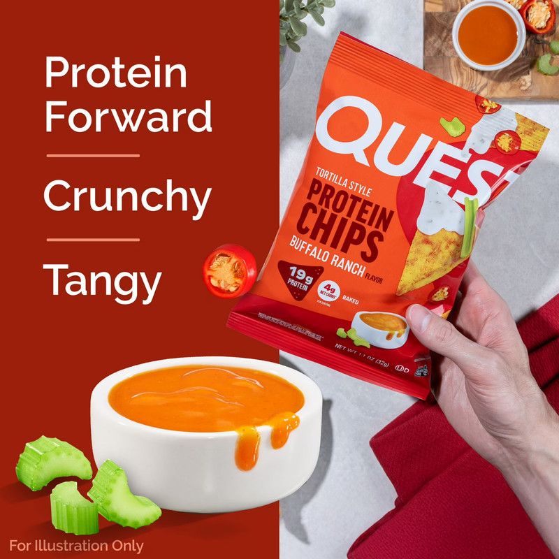Quest Tortilla Style Protein Chips, Buffalo Ranch Flavor Baked, 1.1oz Bags, 4 Ct gallery