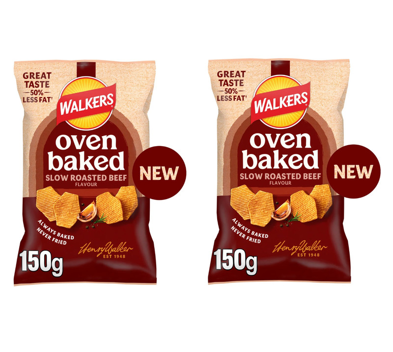 Walkers Slow Roasted Beef Oven Baked Sharing Crisps 150g PACK OF 2