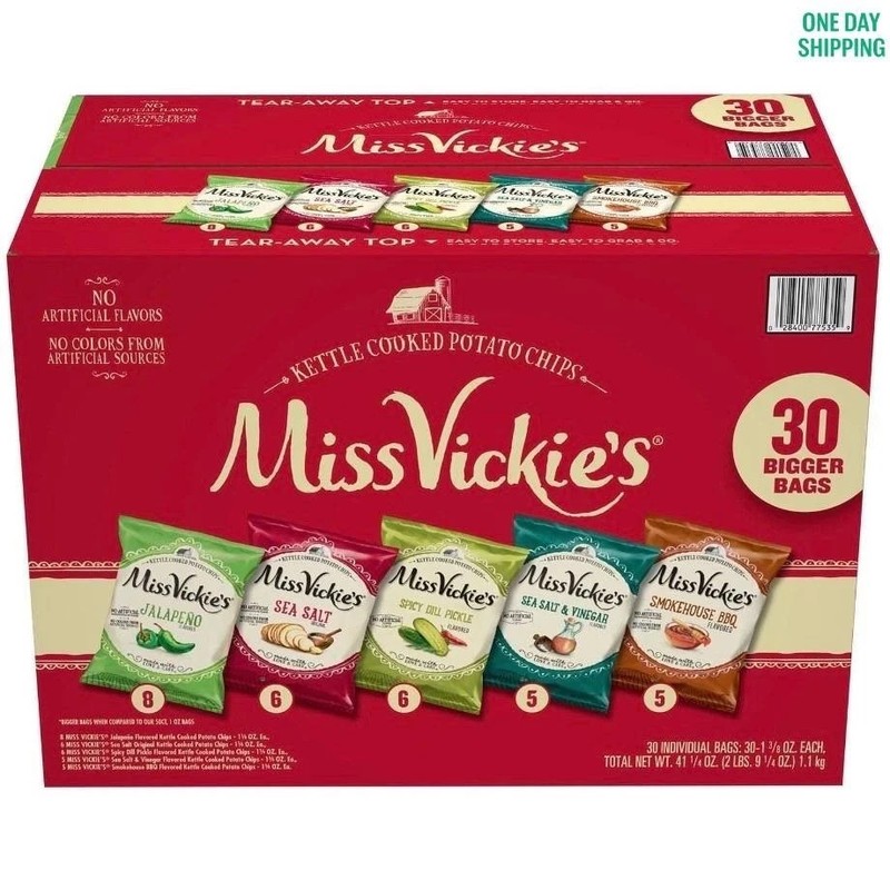 Miss Vickie’s Kettle Cooked Potato Chips Variety Pack 30 pack.
