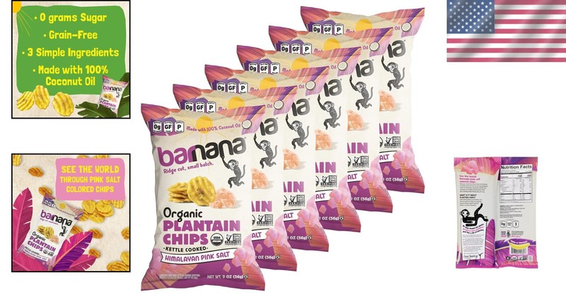Paleo-Friendly Organic Plantain Chips: Healthy Snack with Himalayan Salt - 2 oz gallery
