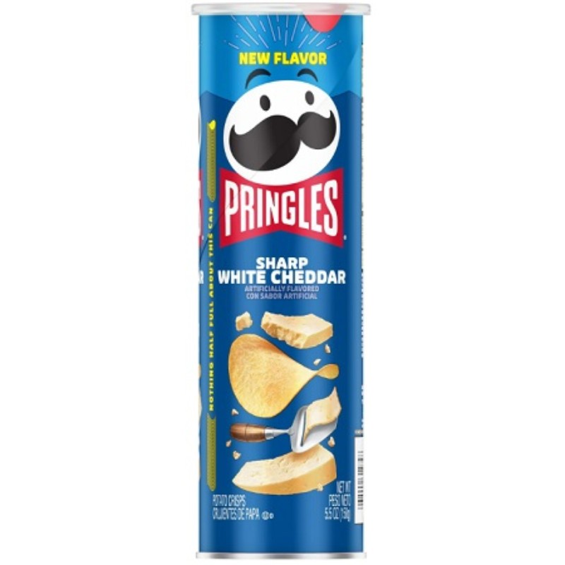 3x Pringles Sharp White Cheddar Potato Chips Snack Crunchy Food Bundle Lot 5.5oz
