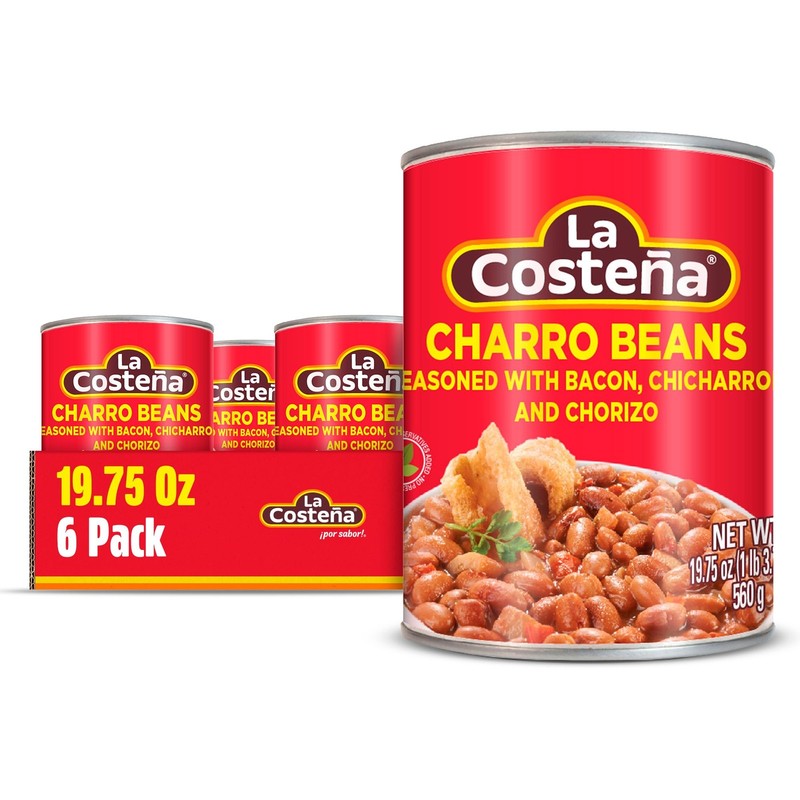 La Costeña Charro Beans | Pinto Beans with Onion, Garlic, Chorizo, Bacon, Chicha