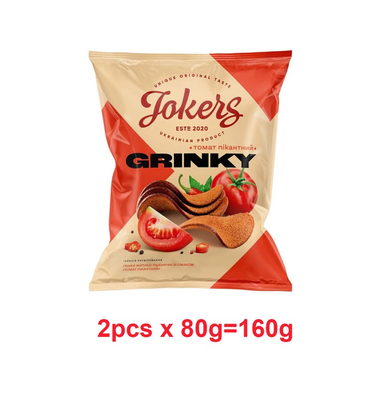 Oven Baked Bread 2pcs x80g=160g Jokers rye-wheat croutons Snacks Made in Ukraine
