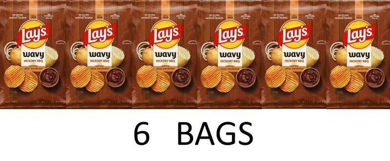 LAY’S Hickory BBQ Snack Potato Chips 7.5 oz Bag – 6 PACK