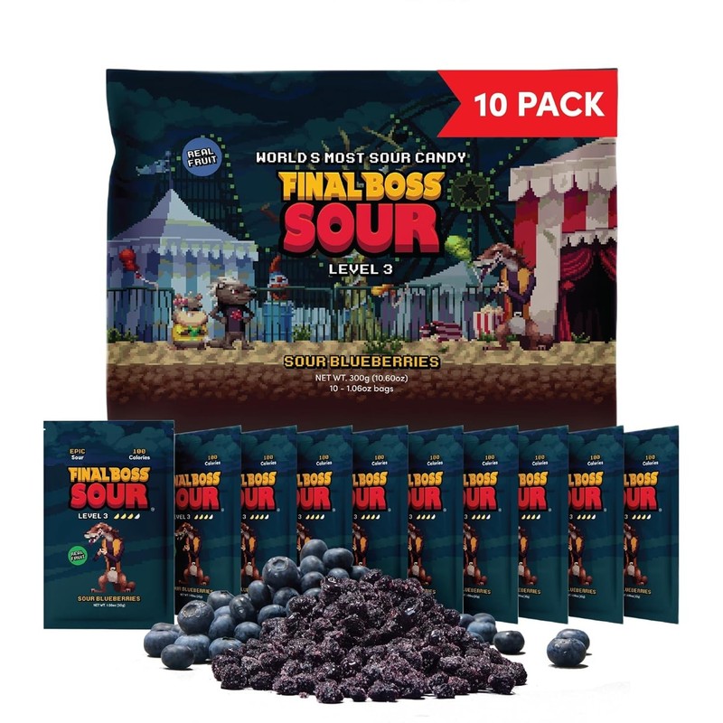 Sour Candy Level 3 Sour Blueberries 10 Packs Dried Fruit No Artificial Colors