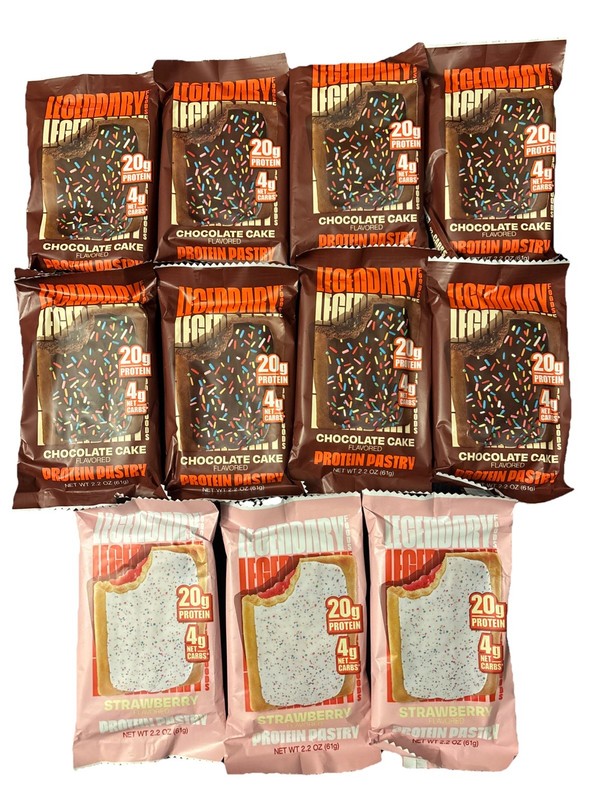 Legendary Foods 11pk Chocolate Cake(8)& Strawberry(3) Tasty Pastry , BB 04/26