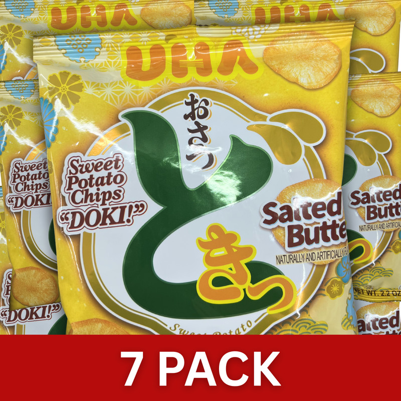 UHA Osatsu Doki Salt Butter Chips 2.2 oz – Japanese Sweet Potato Snack – 7 PACK